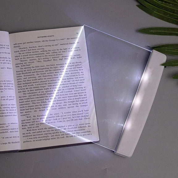 LED Book Light for Reading in Bed, Ultra-Thin Flat Panel Bookmark Light with 2 Brightness Levels, Battery-Powered Eye-Caring Reading Lamp for Kids & Students, Portable Night Light for Books