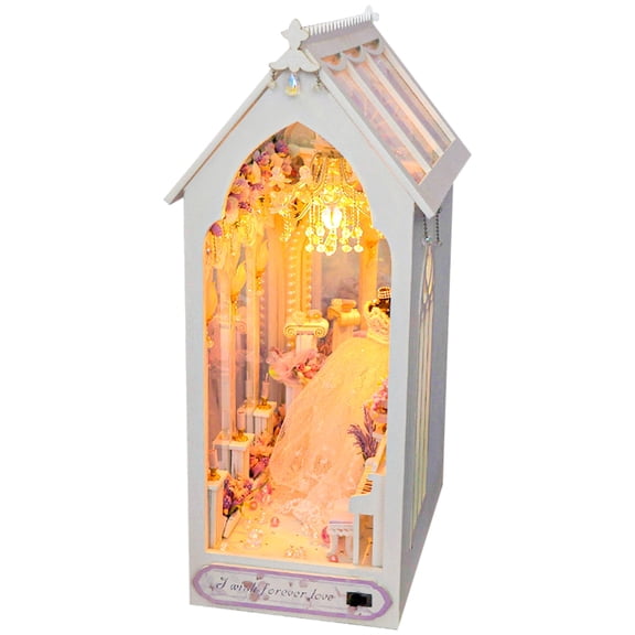 LED Book Nook Kit-Decorative Bookend Stand-3D Wooden Puzzle for Adults-Bookshelf Insert Booknook-Room Decor for Teen Girls Boys Women Men
