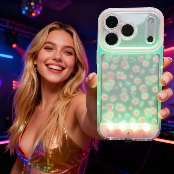 LED Bowknot Phone Case,Built-in Light Up Phone Case, Fashion LED Flash Protective Cover for Phone X/11/12/13/14/15/16/17, Perfect for Parties and Daily Use
