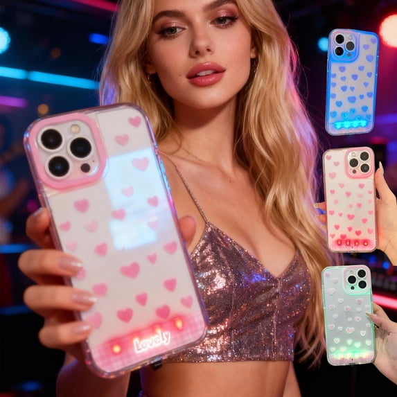 LED Bowknot Phone Case,Built-in Light Up Phone Case, Fashion LED Flash Protective Cover for Phone X/11/12/13/14/15/16/17, Perfect for Parties and Daily Use