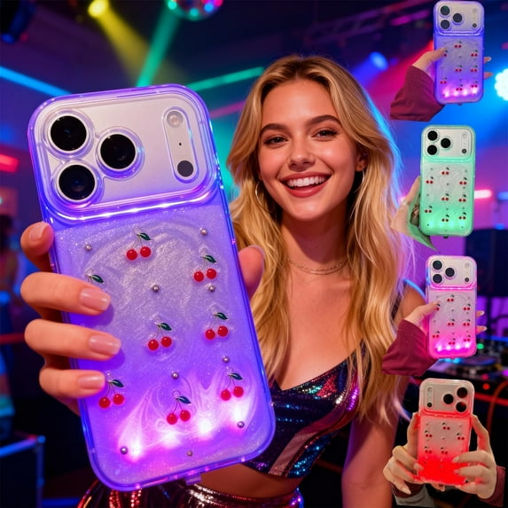 LED Bowknot Phone Case,Built-in Light Up Phone Case, Fashion LED Flash Protective Cover for Phone X/11/12/13/14/15/16/17, Perfect for Parties and Daily Use