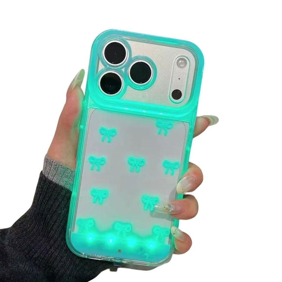 LED Bowknot Phone Case Light Up for Calls, Glowing Bow Design Protective Cover for iPhone Air, 16, 16 Pro, 16 Pro Max, 17, 17 Pro, 17 Pro Max, Valentine's Day Gift