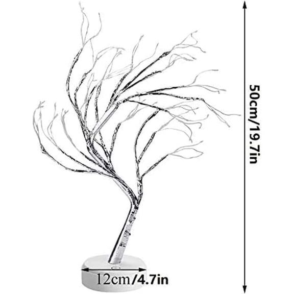 LED Branch Lights 108 LEDs New Silver Copper Wire Tree Branches LED Bonsai Table Tree Lighted USB Battery Operated with Touch Switch Decorative Desk Lamp for Home Decor (Daylight White)