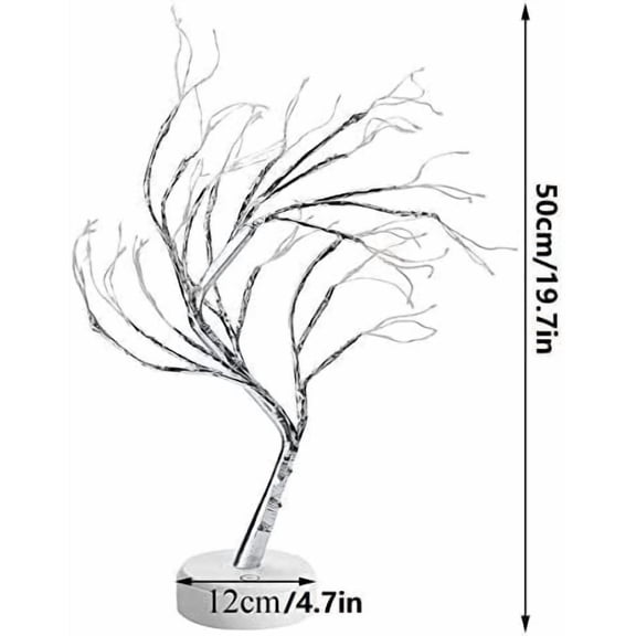 LED Branch Lights 108 LEDs New Silver Copper Wire Tree Branches LED Bonsai Table Tree Lighted USB Battery Operated with Touch Switch Decorative Desk Lamp for Home Decor, Warm White
