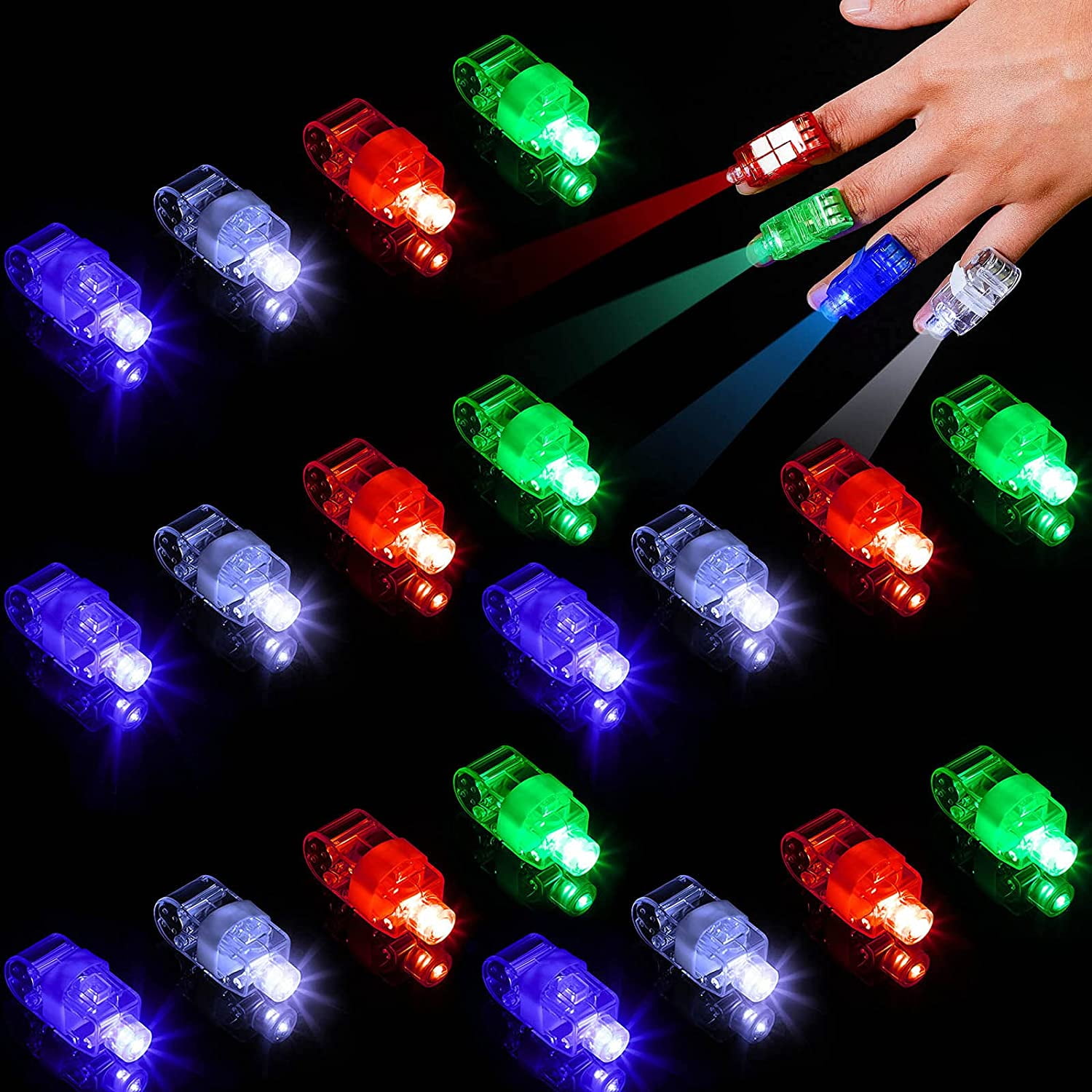 LED Bright Laser Finger Flashlights - 48 Pieces Finger Lights for Kids LED  Finger Lights LED Light Up Party Supplies Rave Laser Assorted Toys for
