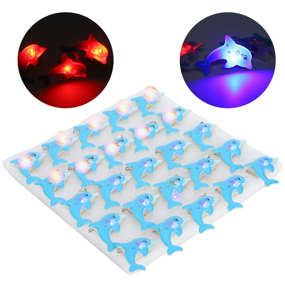 LED Brooch Pin, 25Pcs Dolphin Shaped Party Favors Flashing Pins Buttons LED Light Up Badge LED Luminous Pin Brooch Shine Pin Christmas and Halloween Gifts