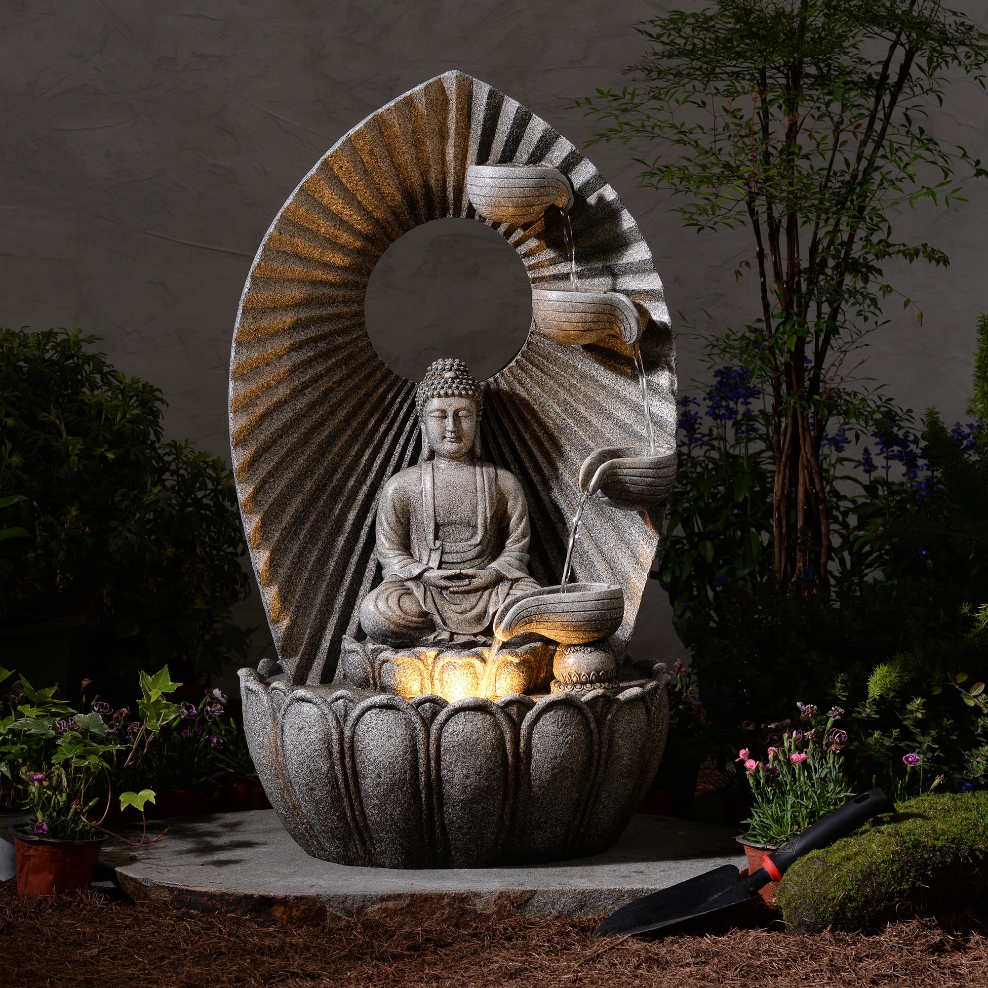 LED Buddha Cascade Water Fountain