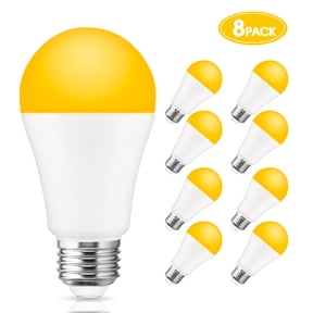 LED Bug Light Bulbs, Dusk to Dawn Yellow Bulb, A19 12W Amber Light with Automatic Sensor Bulb, LED Porch Lights Security Outdoor Bulb, Auto on/Off, 2000K E26, 1000LM, 100W Equivalent, 8Pack