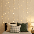 thumbnail image 1 of Mainstays 96-Count LED Curtain Lights with Warm White Bulbs, 6 Strands, 5 ft Drop, Plug-in, Holiday Lighting, 1 of 5