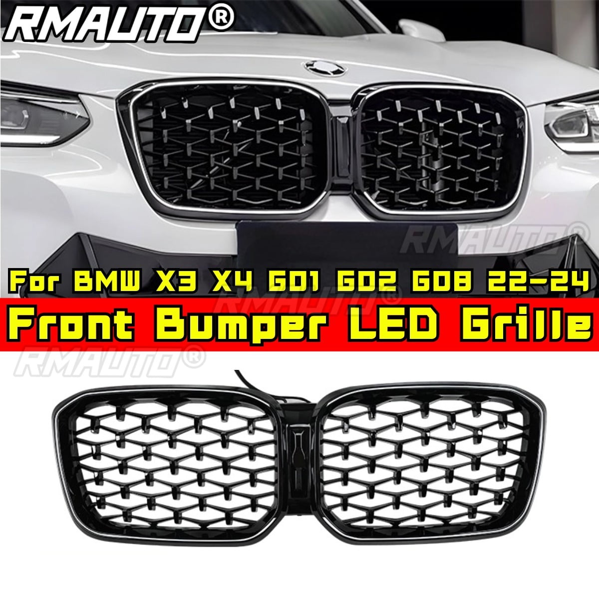 LED Bumper Grill For BMW X3 X4 X3M X4M G01 G02 G08 2022-2024 Car Front ...