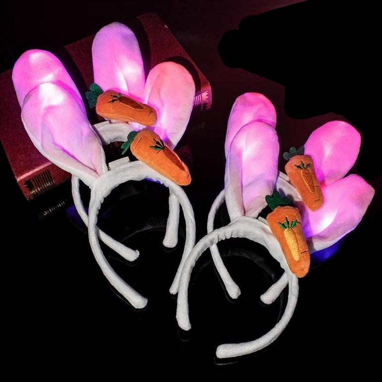 EARENT Christmas LED Bunny Headbands Light Up Rabbit Ears Hair Hoops LED Bunny Ear Headband, Plush Light Up Rabbit Ears Headband  main image 4