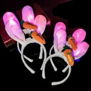 LED Bunny Ear Headband, Plush Light Up Rabbit Ears Headband Hair Hoop Assorted Colors, 6 Pack