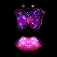 thumbnail image 1 of LED Children Costume Props Halloween Christmas gifts Fairy Princess Kids Costume Sets Butterfly Wings Wand Headband Tutu Skirt New Year Gifts,Rose Red with Light, 1 of 8