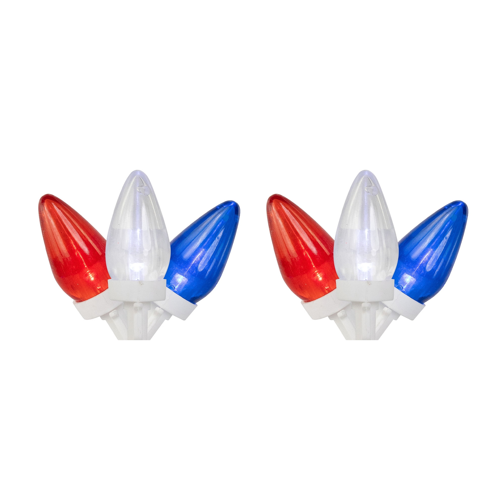 LED C7 Patriotic Christmas Lights - Blue Clear and Red - 16' White Wire - 50ct