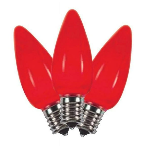 LED C9 Smooth Ceramic Christmas Light Bulbs, Red, 2 in. - 25 Lights - Pack of 25