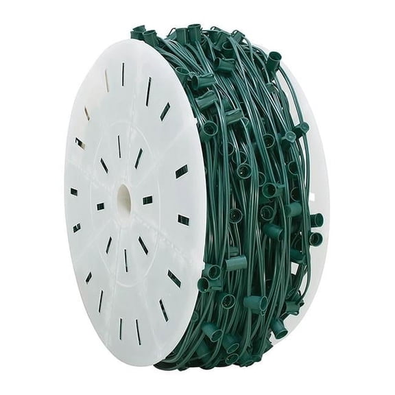 LED C9 Socket Light Cord on Reel, Green - 500 ft.