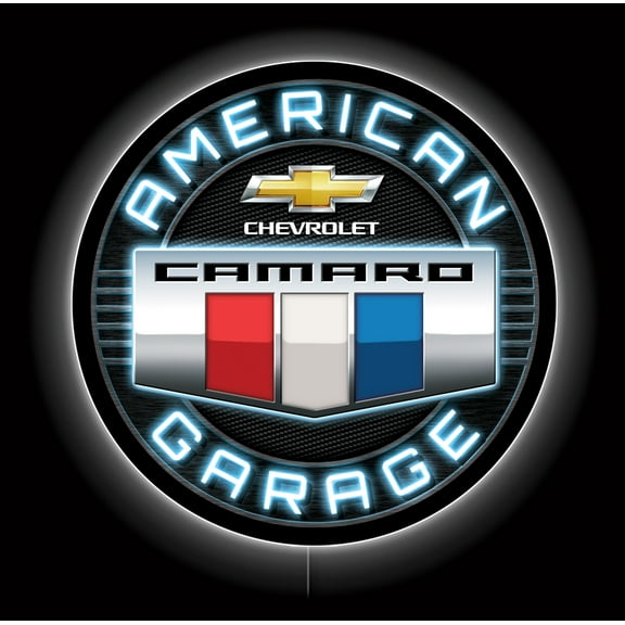 Desperate Enterprises LED Camaro Shield Neon Sign 23 Inch Round Backlit Acrylic Wall Decor Multicolor Indoor Corded Electric LED Wall Sign