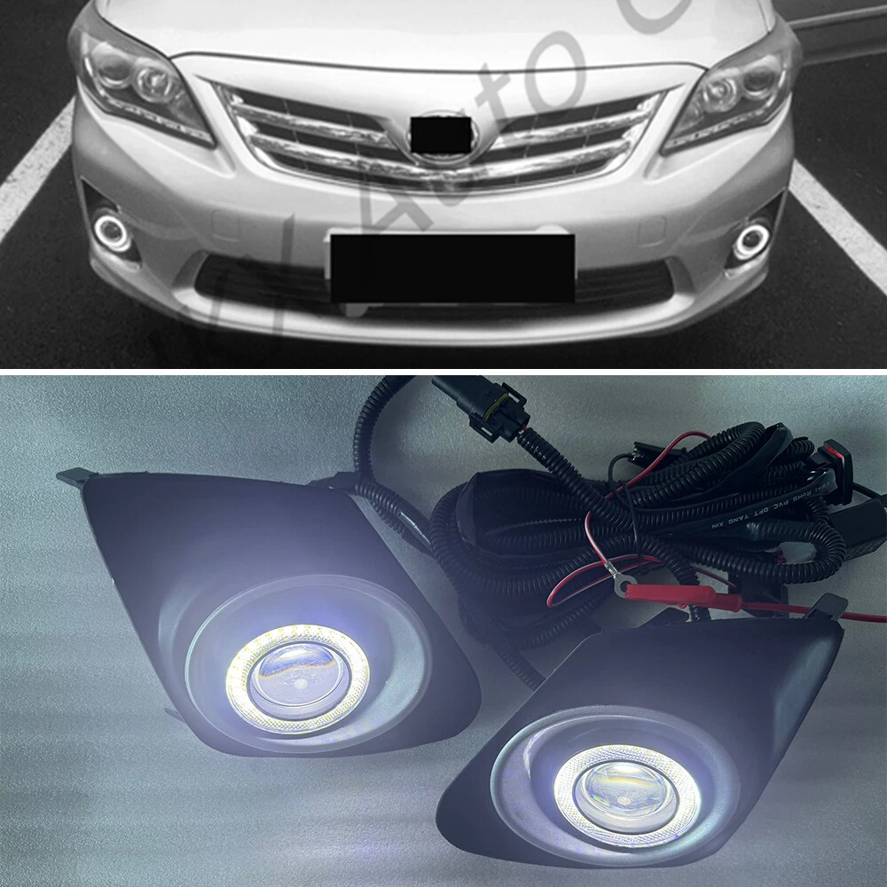 LED COB Angel Eye DRL Bumper Fog Light Wring+Switch For Toyota Corolla ...