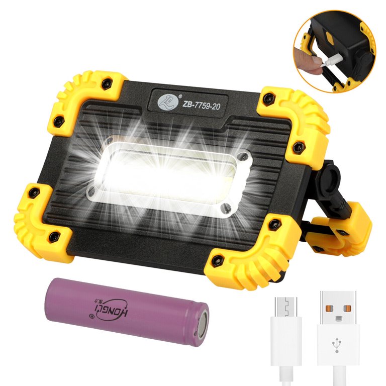 USB Rechargeable LED Work Light With COB - Portable Spotlight & Floodlight For Camping, Emergency