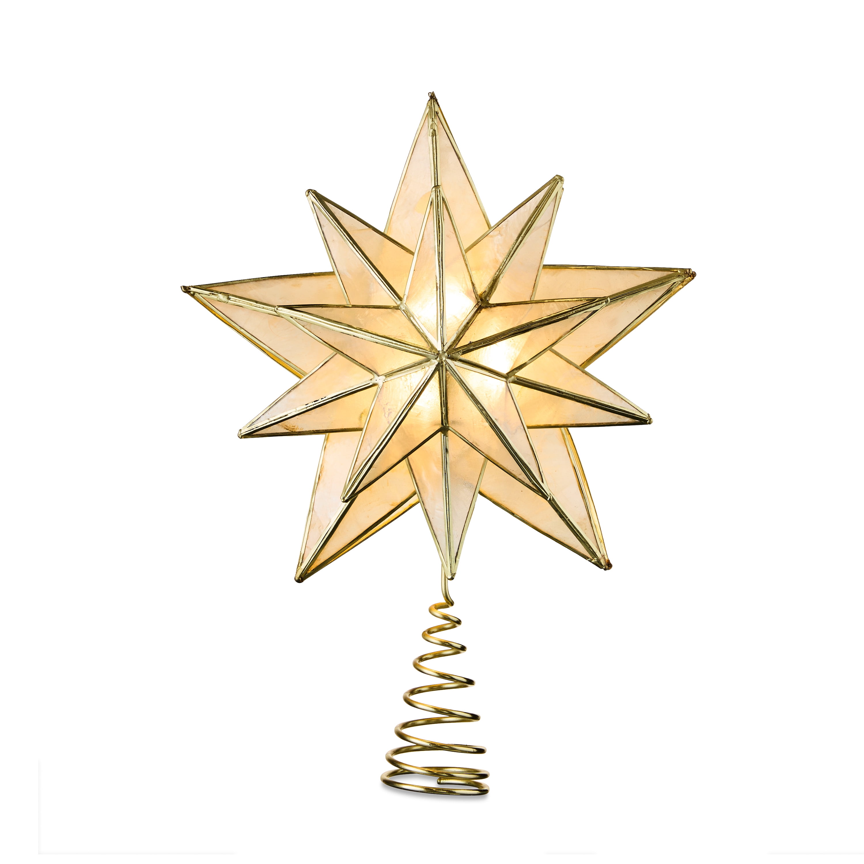 Light-Up LED Gold Capiz Star Christmas Tree Topper, by Holiday Time