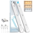thumbnail image 1 of YULINKCO 3 LED Under Cabinet Light, Under Counter Dimmable Lighting, USB Rechargeable Motion Sensor Light, Cat’s Eye Hill Corrugated Effect for Display Cabinet, Showcase, Wine Cabinet, 1 of 7