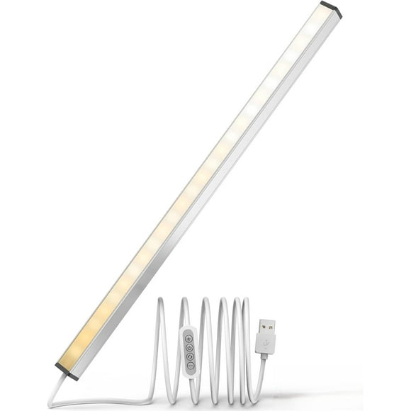 LED Under Cabinet Lighting,3 Color Changing(2700K, 4000K,6000K), 14.5in USB Plug-in Under Desk Light, Dimmable LED Grow Light,USB Light Bar for Home Kitchen,Cabinet,Pantry