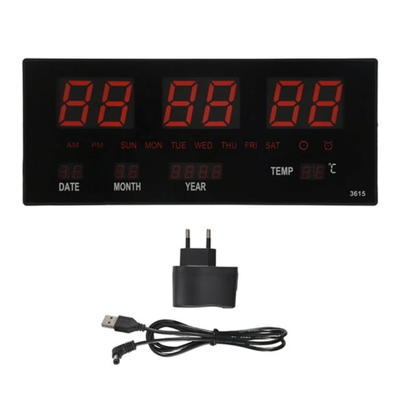 LED Calendar Electronic Clock Digital Wall Alarm Hourly Chiming Temperature Table Clocks Home Office Red