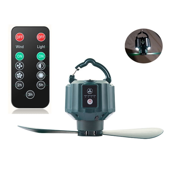 LED Camping Ceiling Fan Light Hang Tent Lamp Lantern Outdoor Portable Fan