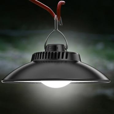 LED Camping Lamp - Portable Hanging Light with Hook | Dimmable Brightness | Built-In Type-C USB Rechargeable Battery | 100-200 Lumens | IPX4 Waterproof | 18CM Diameter for Indoor & Outdoor Use