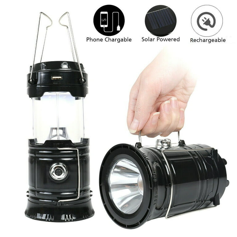 Portable LED Camping Lantern Waterproof Solar USB Rechargeable LED  Flashlight Emergency Fishing Light