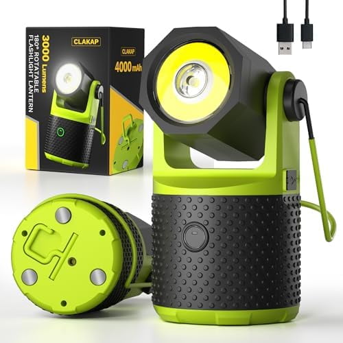 LED Camping Lantern, 3000Lumens Rechargeable 180°Rotatable Flashlight Lantern, Portable Camping Light with 4000mAh Phone Charger, IPX4 Waterproof Lanterns for Power Outages Hurricane$$Sport &