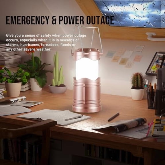 LED Camping Lantern, 4 Pack Battery Powered Flashlight for Power Outages, Portable Collapsible Hanging Light Essential for Home, Outdoor, Emergency Lamp Survival Kit Gear for Hurricane, C3