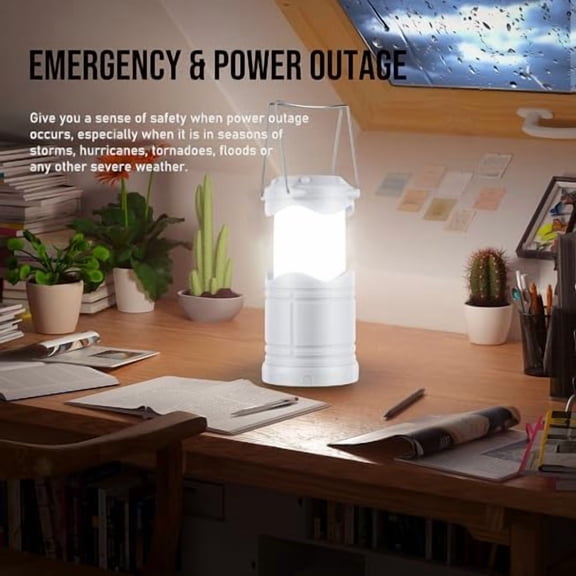 LED Camping Lantern, 4 Pack Battery Powered Flashlight for Power Outages, Portable Collapsible Hanging Light Essential for Home, Outdoor, Emergency Lamp Survival Kit Gear for Hurricane, B4LW