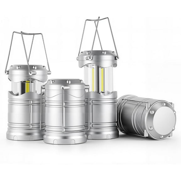 LED Camping Lantern, 4 Pack Battery Powered Flashlight for Power Outages, Portable Collapsible Hanging Light Essential for Home, Outdoor, Emergency Lamp Survival Kit Gear for Hurricane, B4SL