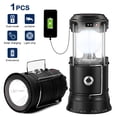 thumbnail image 1 of LED Camping Lantern Rechargeable,1 Pack Collapsible Solar Camping Lights with Flashlight, Waterproof Portable Survival Light for Hurricane, Emergency, Power Outages, Hiking, Fishing (Black), 1 of 9