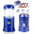 thumbnail image 1 of LED Camping Lantern Rechargeable,2Pack Collapsible Solar Camping Lights with Flashlight, Waterproof Portable Survival Light for Hurricane, Emergency, Power Outages, Hiking, Fishing (Blue), 1 of 9