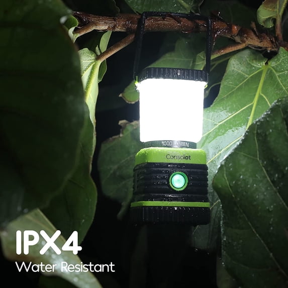 LED Camping Lantern Rechargeable, 1000LM, 4 Light Modes, 4400mAh Power Bank, IPX4 Waterproof, Dimmable Tent Lights for Emergency, Power Outages, 2 Pack