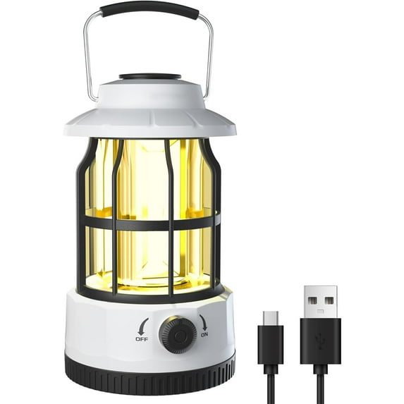 LED Camping Lantern, USB C Rechargeable Lantern with Stepless Dimming, Vintage Portable Camping Lights & Lanterns, Lanterns for Power Outages, Hurricane, Emergency, Fishing, Home and More