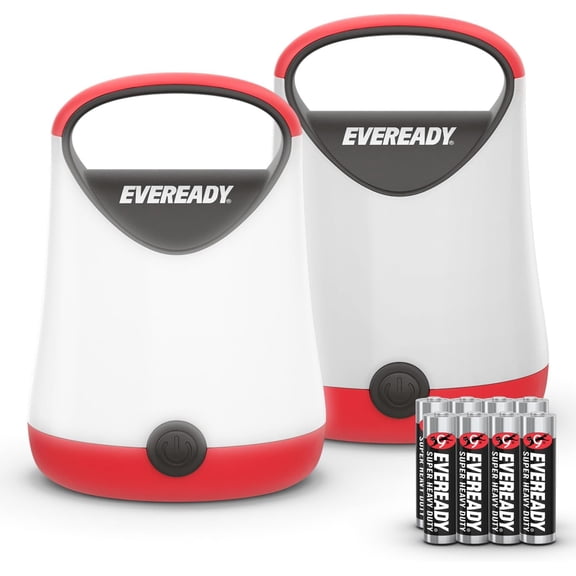 LED Camping Lantern X-250 (2-Pack), Super Bright Tent Lights, Rugd Water Resistant Lanter, 100 Hour Run-time (Batteries Included), Red and Black