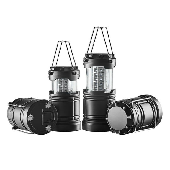 LED Camping Lanterns 4 Pack, Battery Operated, Magnetic Base, Collapsible Lanterns for Outdoor Camping Hiking Emergency, Bright Portable Tent Lights - Black