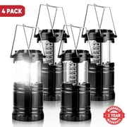 LED Camping Lanterns 4 Pack, Collapsible Battery Powered Flashlights, Emergency Lights for Hiking, Tents and Outdoor Use