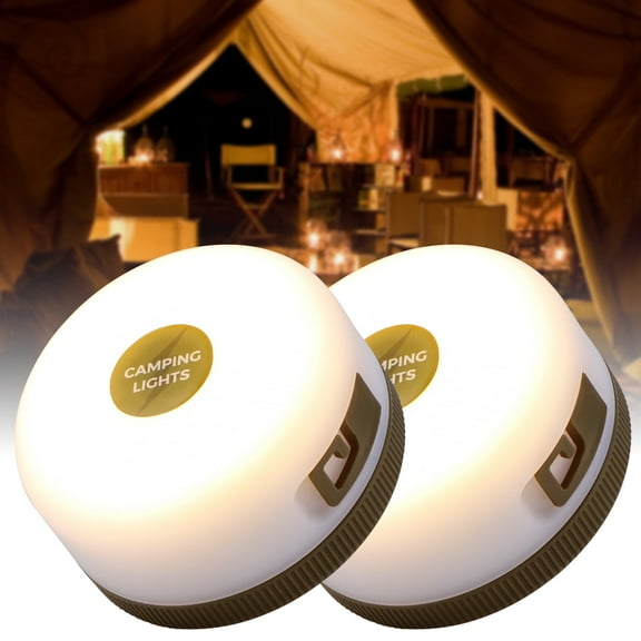 LED Camping Lanterns with Light String, 1500mAh Battery, Type-C, 2-Pack, Green