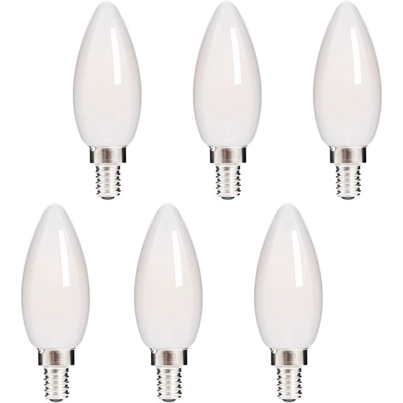 LED Candelabra Bulb, LED Chandelier Bulb, Dimmable LED Lamp Bulb E12 Base, Cool White 4000K LED Filament Bulb, Frosted Glass, 4.5W 400 Lumens 360 Beam Angle, UL Listed, 6 Pack