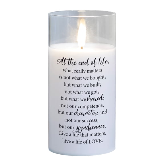 Cottage Garden PGC-06-44WH At The End Of Life 6 x 3 Inch Flickering Flame LED Glass Candle