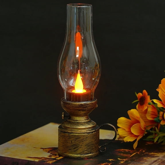 LED Candle Lamp Flickering Flame Effect Battery Operated Kerosene Style Tabletop Night Light for Home Decor Bedroom Living Room Christmas Halloween Party Decoration Warm White Gift Idea