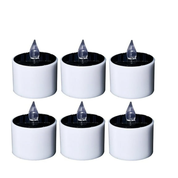 6 Pcs Solar Candles Flameless LED Tea Lights for Yard Window Home Wedding Birthday Decor