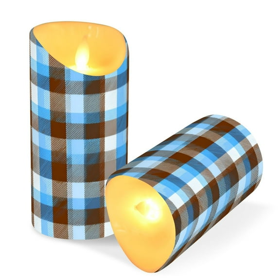 LED Candle Lights With Remote Flickering Flameless&Timer Function For Home Festive Blue Brown