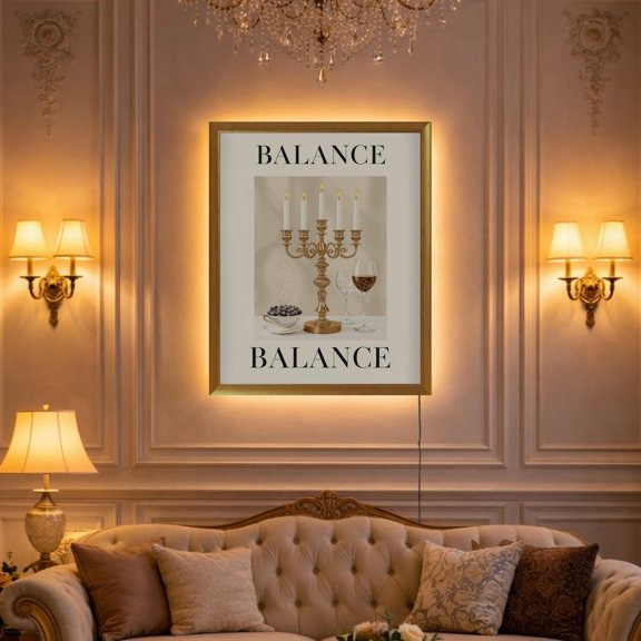 LED Candle Wall Art, Backlit Night Light, Romantic Ambient Glow Poster, Poster Only