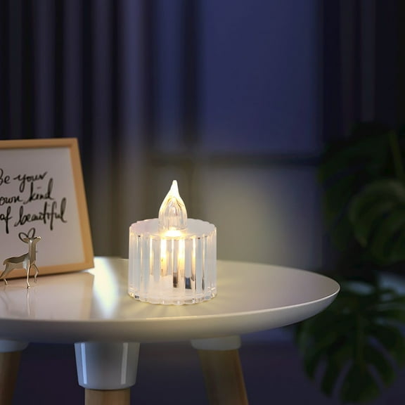 LED Candle, Yrmaups LED Electronic Candle, Flameless Tea Light with Rotating Gears, Battery Operated Candle for Decoration, Festive Night Light, Realistic Fake Candle for Home