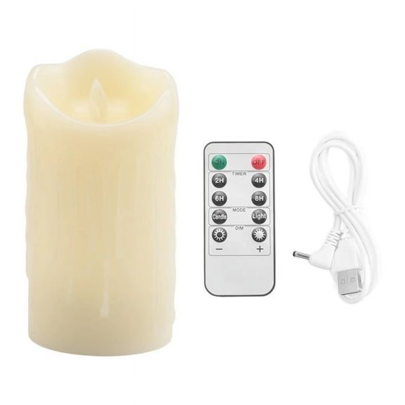 LED Candles, Flickering Flameless Candles,Rechargeable Candle, Real Wax Candles with Remote Control,15cm,1 x LED candle light 1 x remote control 1 x USB cable,Creamy-White
